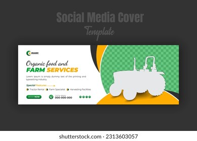 Organic Food Agriculture and Farm Service Social Media Post Banner Templates, Lawn Care Banners, Gardening, Farming, Landscaping, Landscaping, Tractor Rentals Other Business Promotional Services