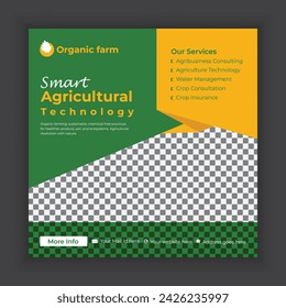 Organic food and agriculture services social media post banners or  Agriculture technology provider web banner template 