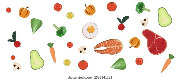 Organic food background flat illustration