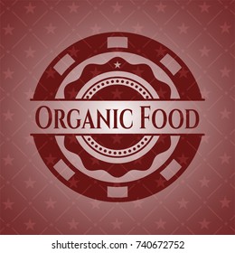 Organic Food badge with red background