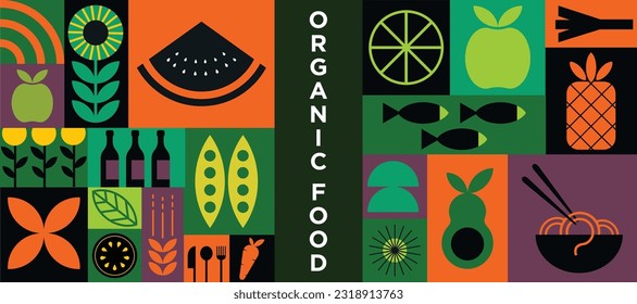 Organic food banner celebrates the beauty of nature's bounty, showcasing fresh and wholesome ingredients that embody the essence of healthy and sustainable living.