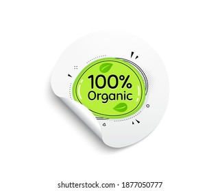 Organic food banner. Circle sticker with offer banner. Nature bio product tag. Vegetarian eco icon. Round sticker mockup banner. Organic food badge shape. Adhesive paper message. Vector