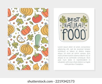 Organic Food Banner with Ripe Fruit and Vegetable Vector Template