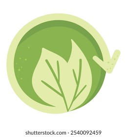 organic food circular label with leaves icon