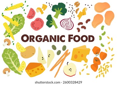 Organic Food Collection - Hand-made vector illustration elements