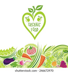 Organic food colorful vegetables vector illustration