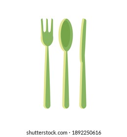 organic food cutlery fork spoon and fork emblem vector illustration