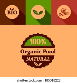 Organic Food Design Elements in Flat Design Style.