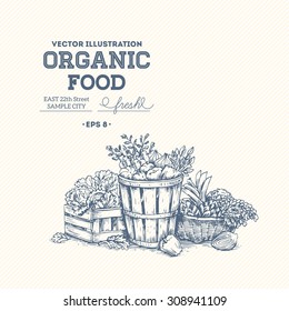 Organic food design template. Healthy eating background. Vector illustration