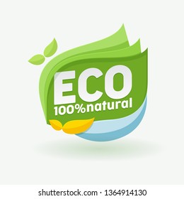 Organic Food and Drink Banner with Plants Elements and Typography, Label, Sticker or Badge for Restaurant, Food Store, Natural Eco Healthy Products Promotion, Farm Fresh Food Logo. Vector Illustration