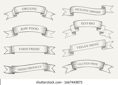 Organic food , Eco products banner collection.