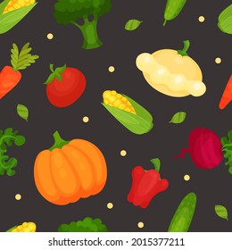 Organic Food and Eco Products Vector Seamless Pattern