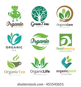 Organic Food and Ecology Logo Set
