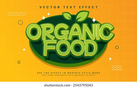 Efecto de texto de Vector editable de alimentos orgánicos, adecuado para temas naturales y saludables. 