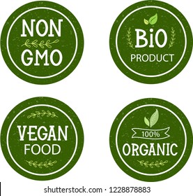 Organic food, farm fresh, eco friendly and natural product icons collection for food market, eCommerce, organic products promotion, healthy life style and premium quality food and drink.