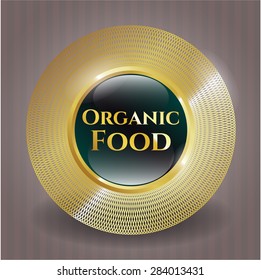 Organic Food gold shiny badge