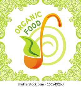 Organic food green menu vector illustration