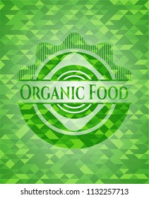 Organic Food green mosaic emblem