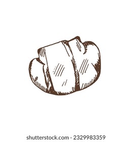 Organic food. Hand drawn vector sketch of grilled champignon. Doodle vintage illustration. Decorations for the menu of cafes and labels. Engraved immage.