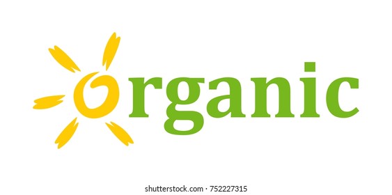 Organic food. Health, ecology, symbol.