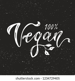 Organic food and healthy eating vector lettering logo. Hand drawn vegan label illustration. Fresh market banner design.