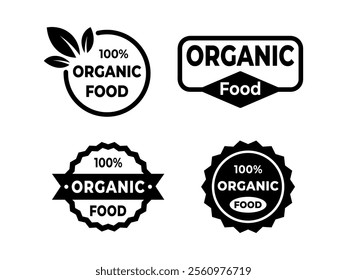 organic food icon set badge sign. Bio, Ecology, and badges, label, tag set.