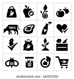 Organic Food Icons, Farm products and Healthy natural none chemical food