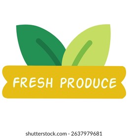 Organic food label with texts like Fresh Produce. Perfect for eco product branding, packaging, and farmers market promotion.