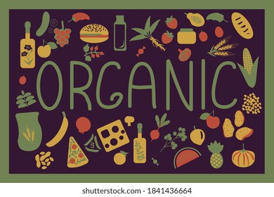 Organic food label vector background