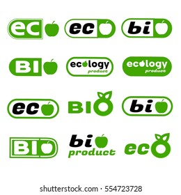 Organic food labels and elements.