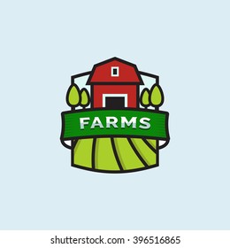 Organic food labels and elements, Farm house products vector illustration