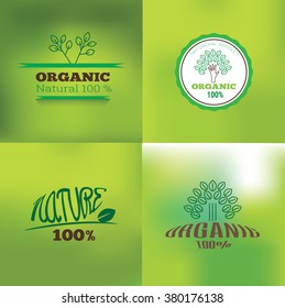 Organic food labels and elements, set for drink, restaurant and organic products vector illustration.