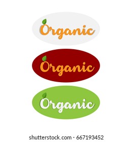 Organic food labels and elements vector illustration. Creative stickers and badges for food and drink, restaurants and organic products or packaging. 