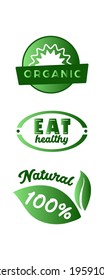 Organic food labels, vegetarian products, eco design elements. vector illustration. Collection of labels.