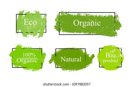 Organic food labels.Natural product elements.Vector illustration.
