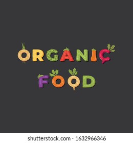 Organic Food  - lettering label design. Vector illustration.