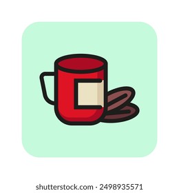 Organic food line icon. Cup, drink, beans. Food concept. Can be used for topics like coffee break, lunch, healthy eating