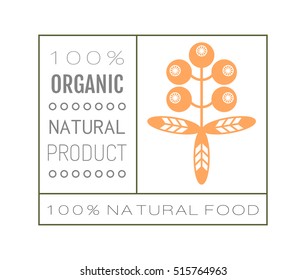 Organic food. Logo, badge, label for healthy eating, berry icon