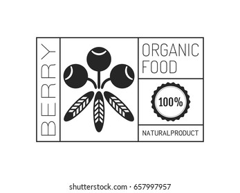 Organic food. Logo, badge, label for healthy eating, berry icon