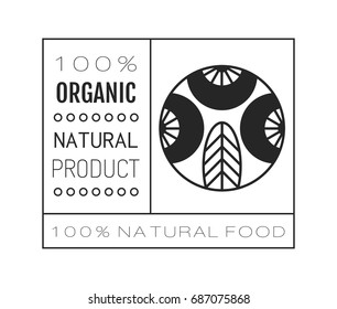 Organic food. Logo, badge and label for healthy eating with berry icon, silhouette. Vector illustration