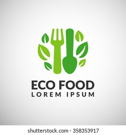 Organic Food Logo. Eco Food Icon. Diet Icon. Green Food Icon.