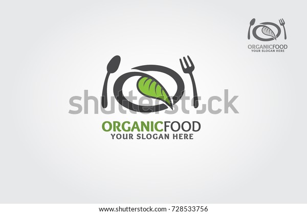 Organic Food Logo Fork Leaf Symbol Stock Vector Royalty Free