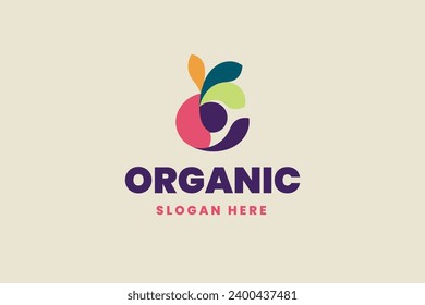 organic food logo, fruit vector, business brand