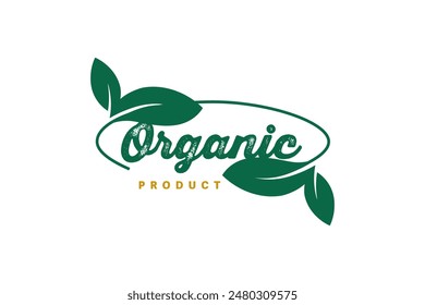 Organic food logo or label design isolated on white bcakground