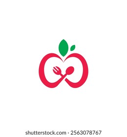 Organic Food Logo. Spoon and Fork Icon. Vegetarian food logo