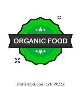 Organic Food nature badge green Stamp icon in flat style on white background. Vector illustration.
