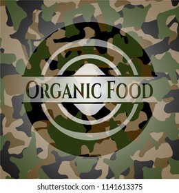 Organic Food on camouflaged texture