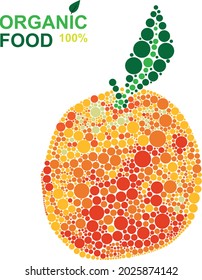 organic food orange made from dots on a white background. natural product