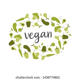 Organic food pattern,  for vegan cafe, farm market and organic products packaging. Bio, Ecology, Organic tags.