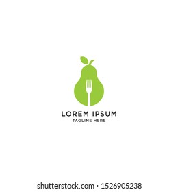 Organic Food. Pear Fruit Logo Icon Design Template Vector